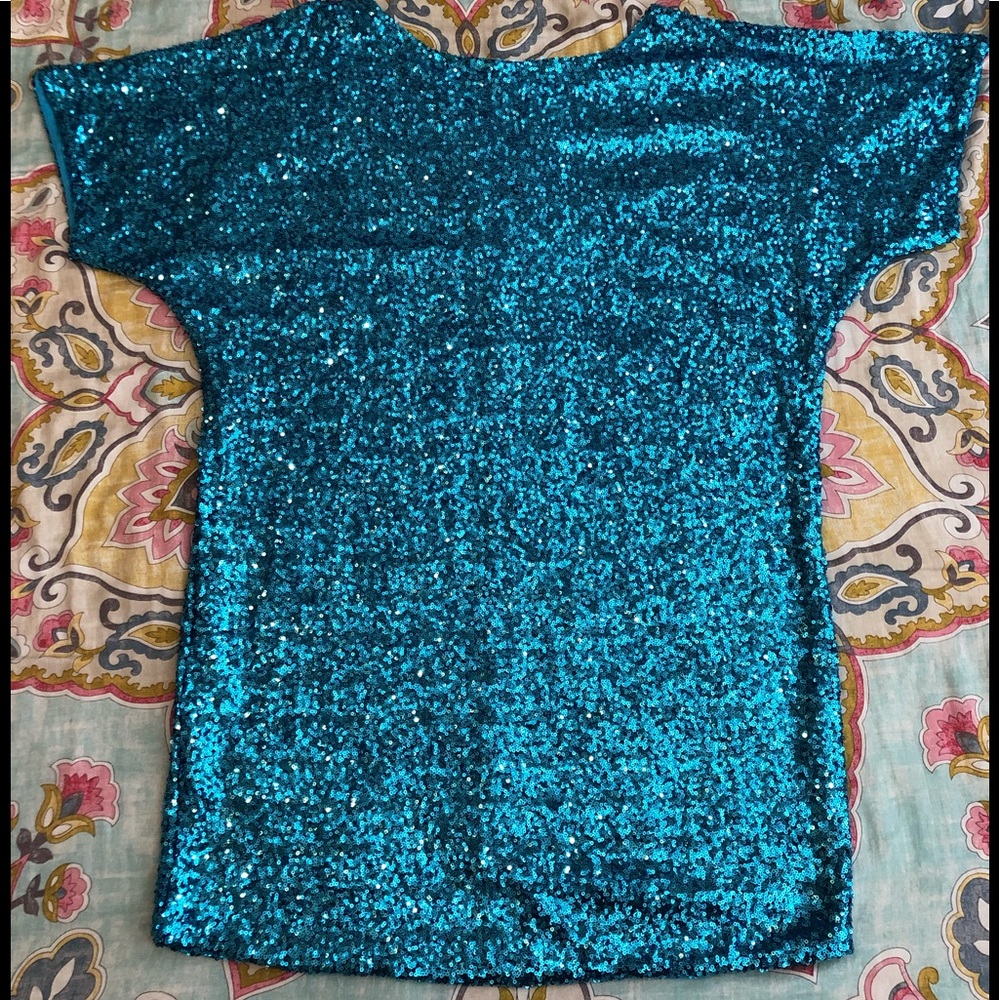EUC Queen Grace Aqua Sequin Mini Dress Size 12